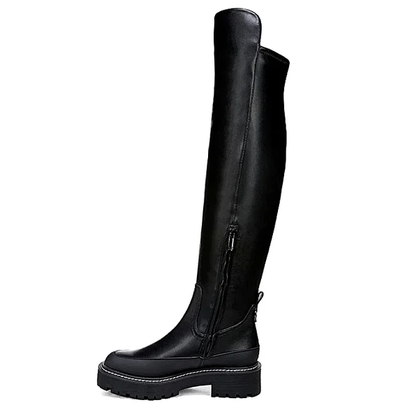 New w/Box Sam Edelman Lerue Vegan Leather Over-The-Knee Lug-Sole Boots Size 6 - Picture 5 of 13